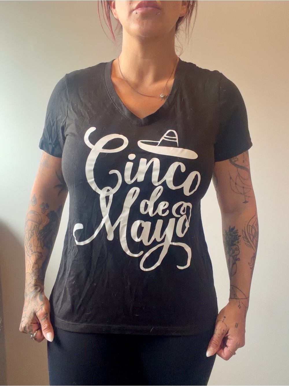 Nacho Average Server Cinco De Mayo Funny Black T shirt Time and Tru Womens Small